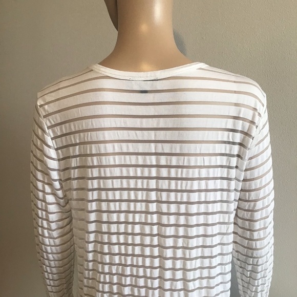 Aritzia Wilfred Free Marikka White Sheer Stripe Long Sleeve Top Size S - Picture 6 of 9